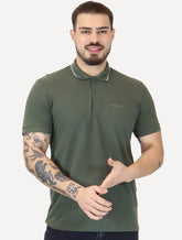 Polo Guess Masculina Piquet Silk Linear Light Friso Verde Militar