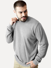 Suéter Dixen Masculino Tricot Crewneck Liso Cinza Escuro Mescla