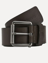 Cinto Calvin Klein Jeans Couro Roller Logo Marrom Café