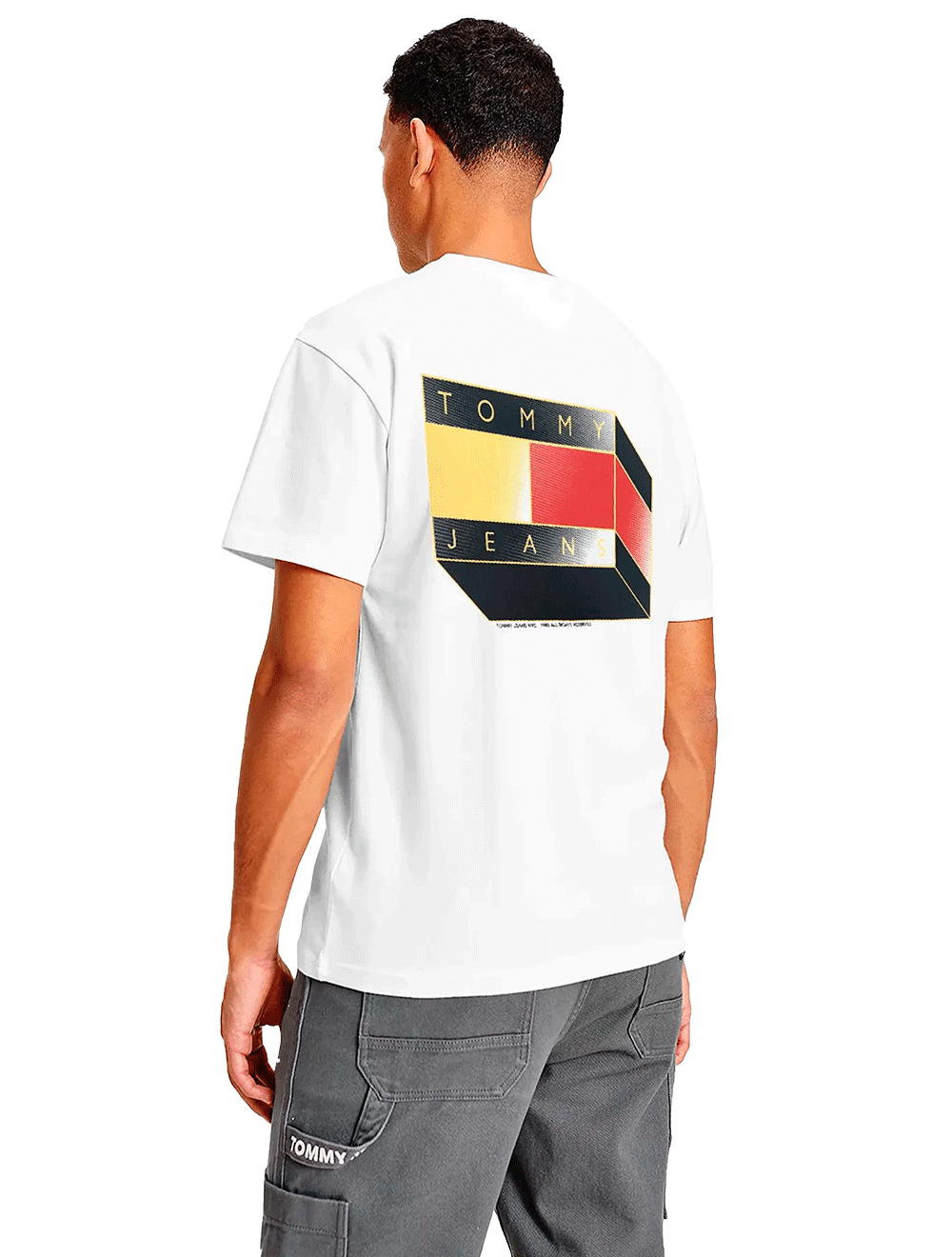 Camiseta Tommy Jeans Masculina 3D Glow Flag Graphic Branca