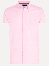 Camisa Tommy Hilfiger Masculina Manga Curta Light Oxford Rosa Claro