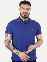 Polo Tommy Hilfiger Masculina Regular Holiday Crest Azul Royal