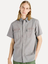 Camisa Levis Masculina Jeans Manga Curta Relaxed Fit Western Stoned Cinza