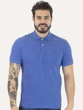 Polo Forum Masculina Piquet Wave Collar Azul Médio