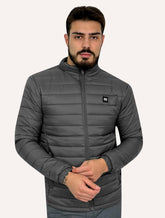 Jaqueta King & Joe Masculina Nylon Puffer Gola Cinza