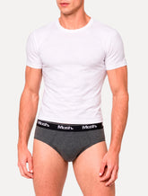 Cueca Mash Slip Cotton Basic Preta/ Grafite Mescla Pack 3UN