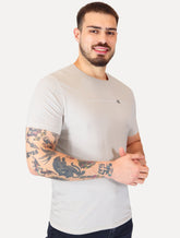Camiseta Calvin Klein Jeans Masculina Meia Malha Logo Flow Areia