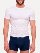 Cueca Lacoste Trunk Boxer Lettered Waist Azul Marinho Pack 3UN