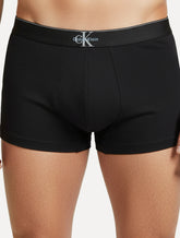 Cueca Calvin Klein Low Rise Trunk Cotton New Re Issue Blue Logo Preta