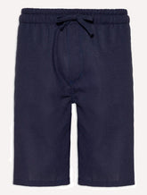 Bermuda Sergio K Masculina Elastico Linho Casual Azul Marinho