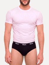 Cueca Mash Slip Cotton Basic Preta/ Cinza Mescla Pack 3UN