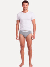 Cueca Mash Slip Cotton Basic Branca/ Preta/ Cinza Mescla Pack 3UN