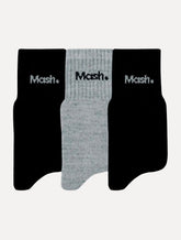 Meia Mash Esportiva Cano Curto Preta / Mescla / Preta Kit 3 Pares