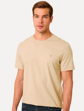 Camiseta Dudalina Masculina Essentials Modal Logo Cáqui Médio