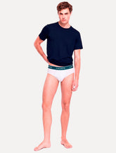 Cueca Lacoste Brief Slip Lettered Waist Branca Pack 3UN