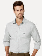 Camisa Dudalina Masculina Comfort Superfine Cotton Melange Verde Medio