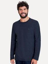 Camiseta Aramis Manga Longa Basica Logo Azul Marinho