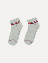 Meias Tommy Hilfiger TH Men Iconic Quarter Cinza Mescla Kit 2 Pares