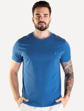 Camiseta Aramis Masculina Grey Friso Gola Azul Royal
