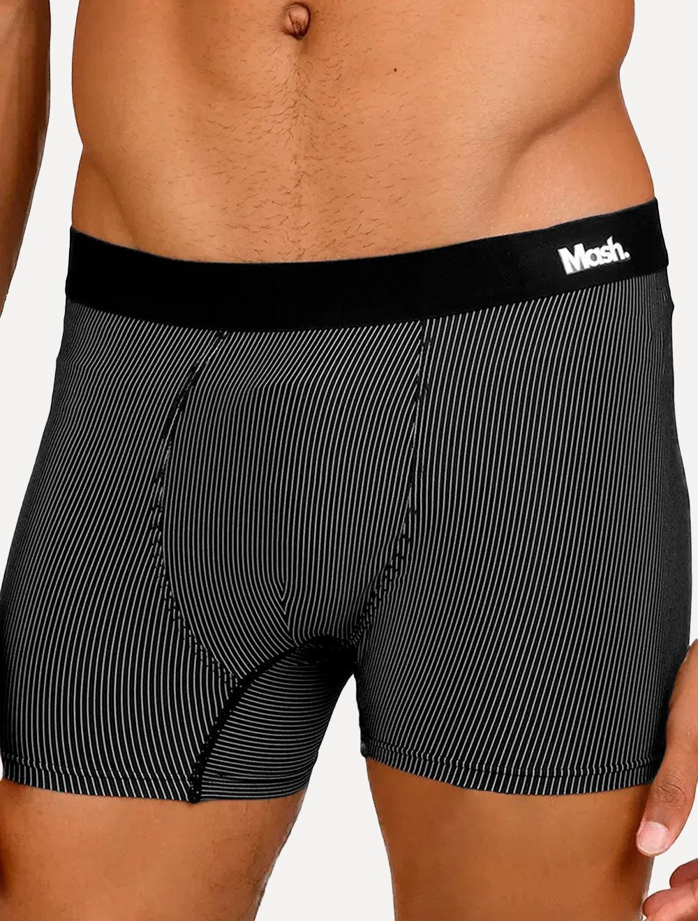 Cueca Mash Boxer Microfibra Risca de Giz Preta