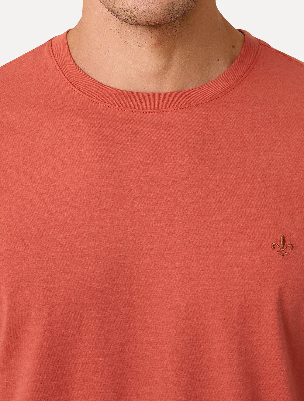 Camiseta Dudalina Masculina Essentials Modal Logo Laranja Médio