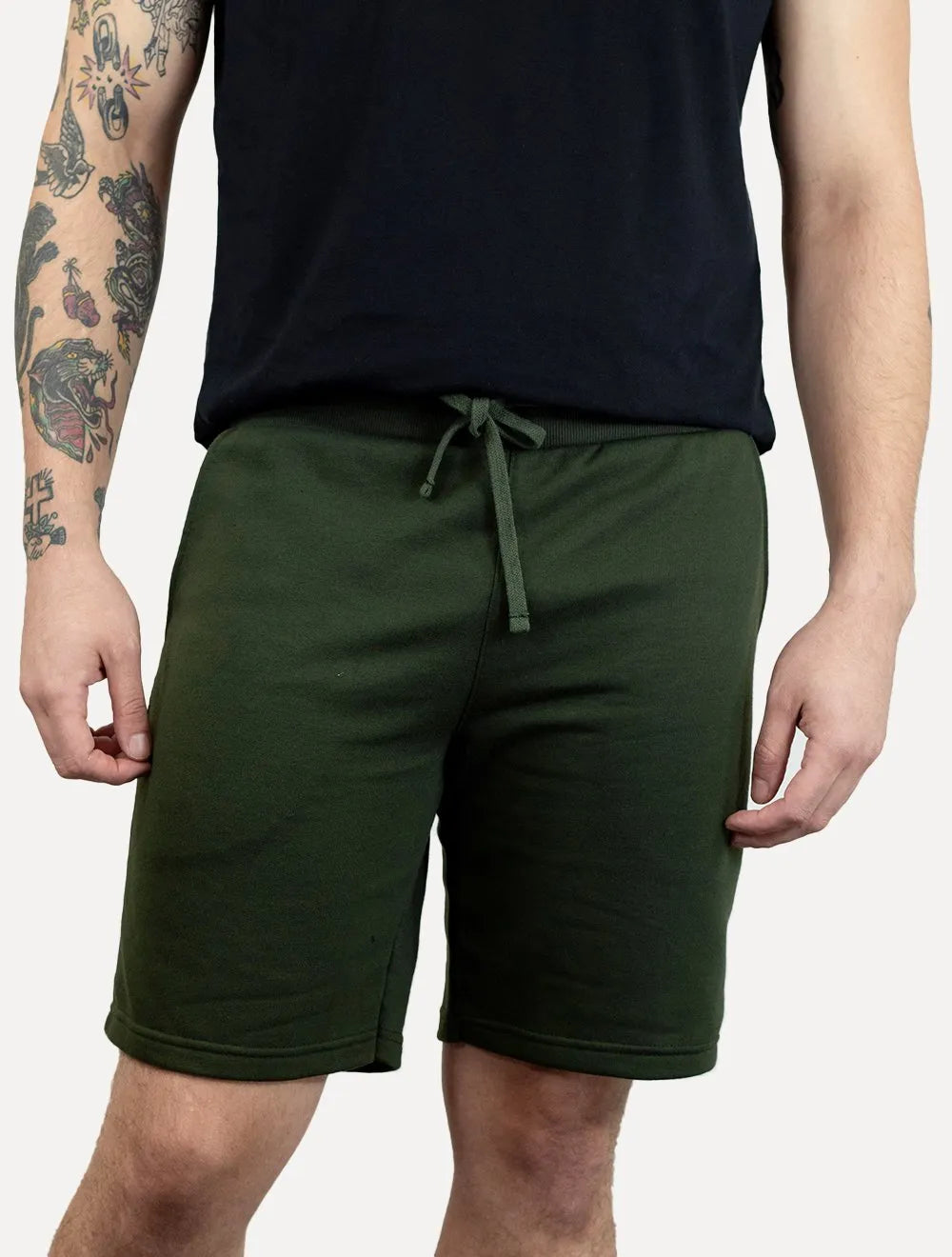 Bermuda John John Masculina Moletom New Basic Print Verde Militar