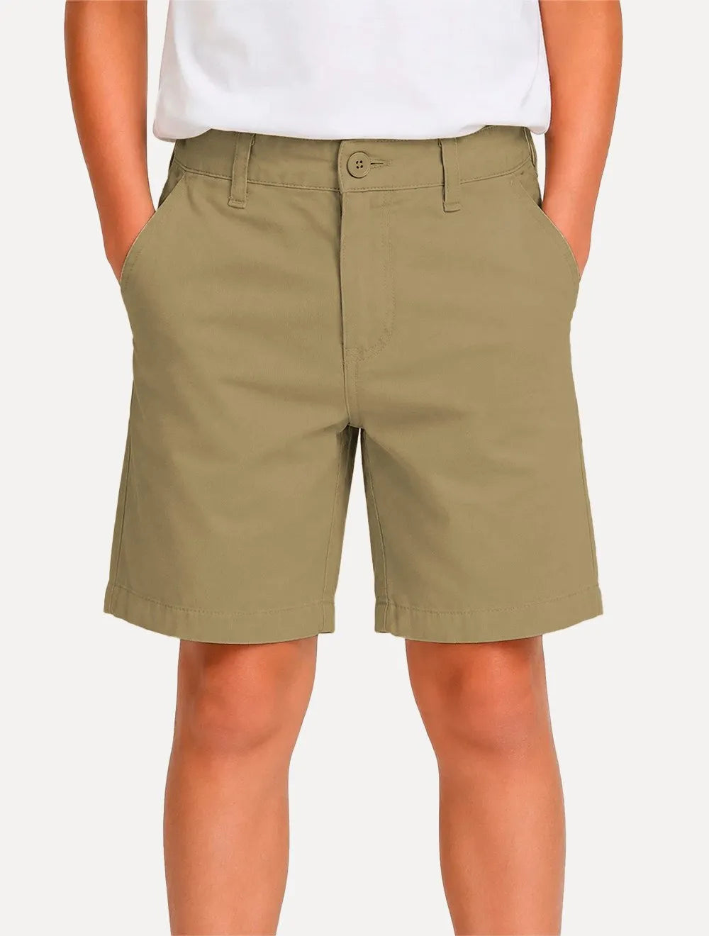 Bermuda Calvin Klein Infantil Slim Color Chino Lisa Cáqui Médio