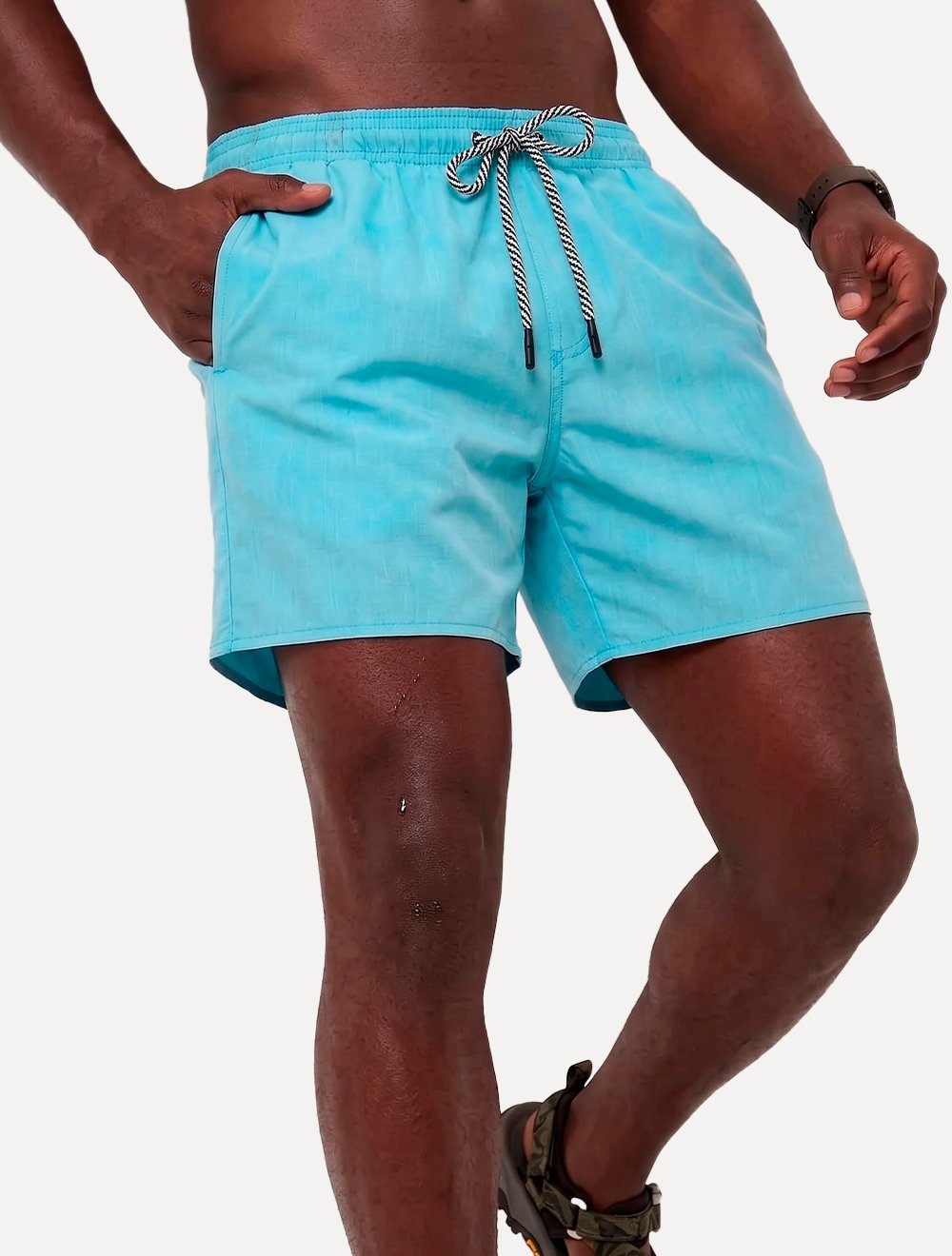 Short Aramis Masculino D'Água Elastico Logo Azul Claro