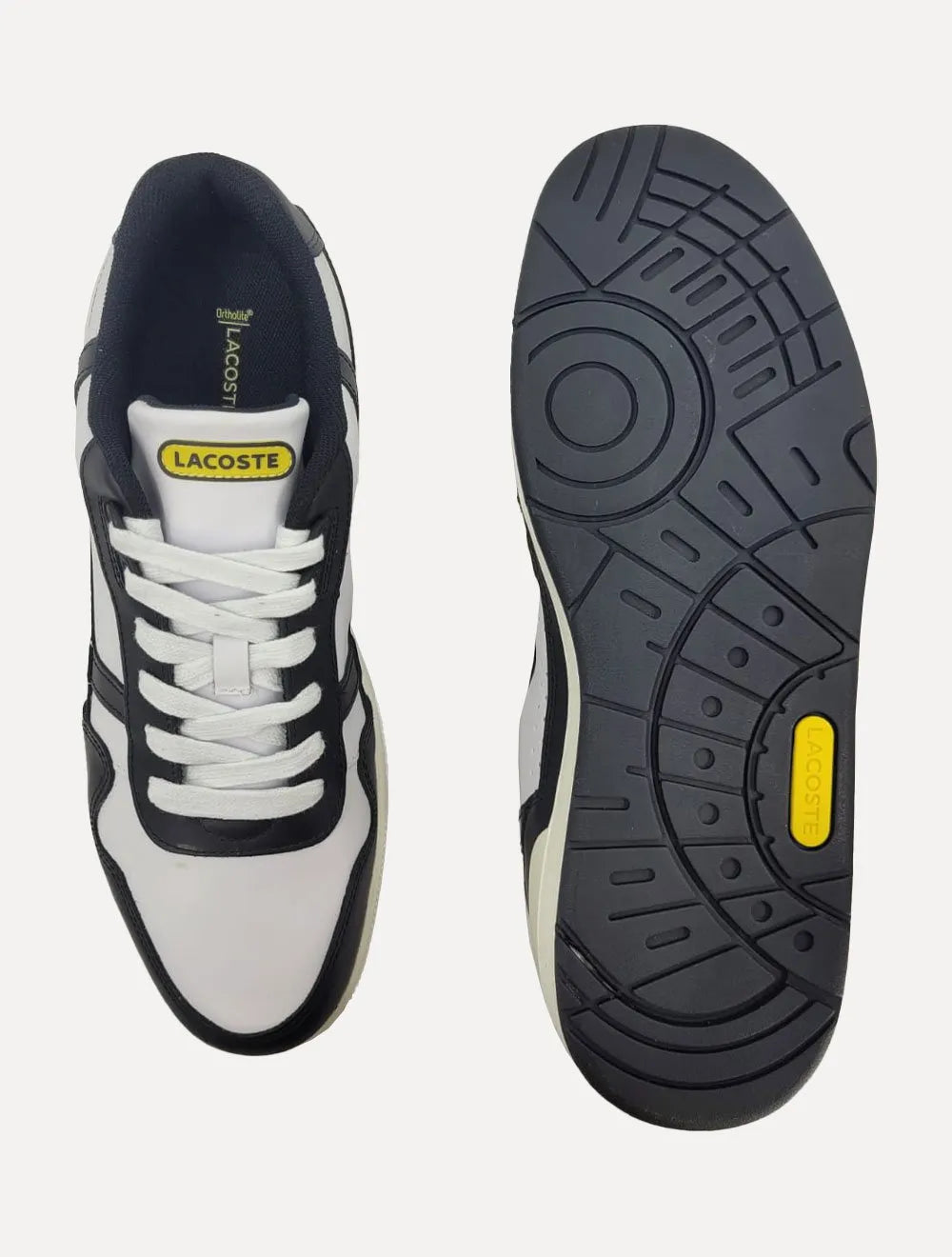 Tênis Lacoste Masculino T-Clip Leather Colour Contrast Trainers Branco/Preto