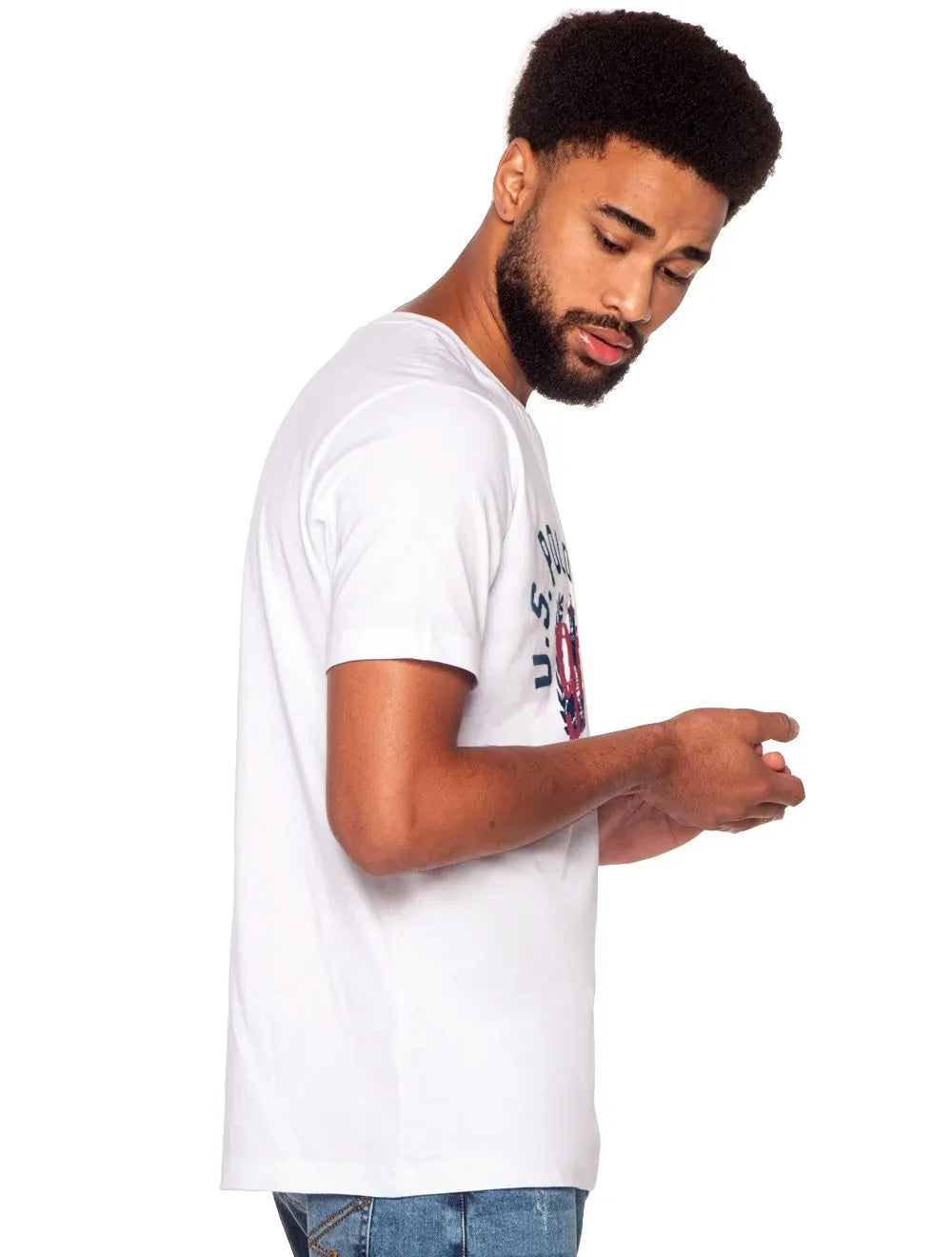 Camiseta U.S. Polo Assn Masculina Meia Malha Rhode Island Branca