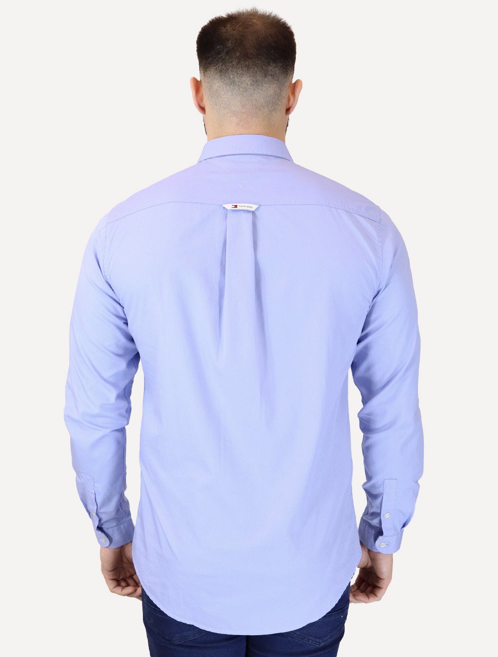 Camisa Tommy Jeans Masculina Regular Entry Poplin Azul Celeste