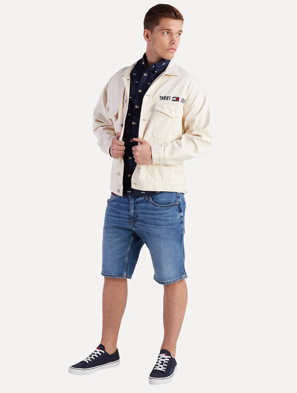 Camisa Tommy Jeans Regular College Pop Dobby Azul Marinho