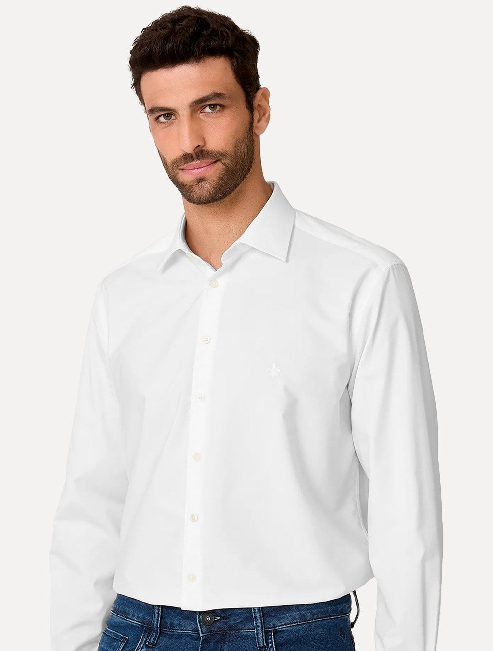 Camisa Dudalina Masculina Comfort Superfine Cotton Mono Logo Branco