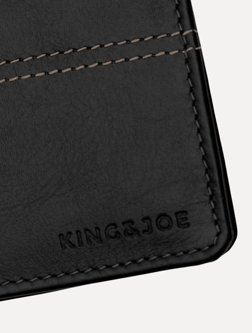 Carteira King & Joe Masculina Couro Vertical Pesponto Preto