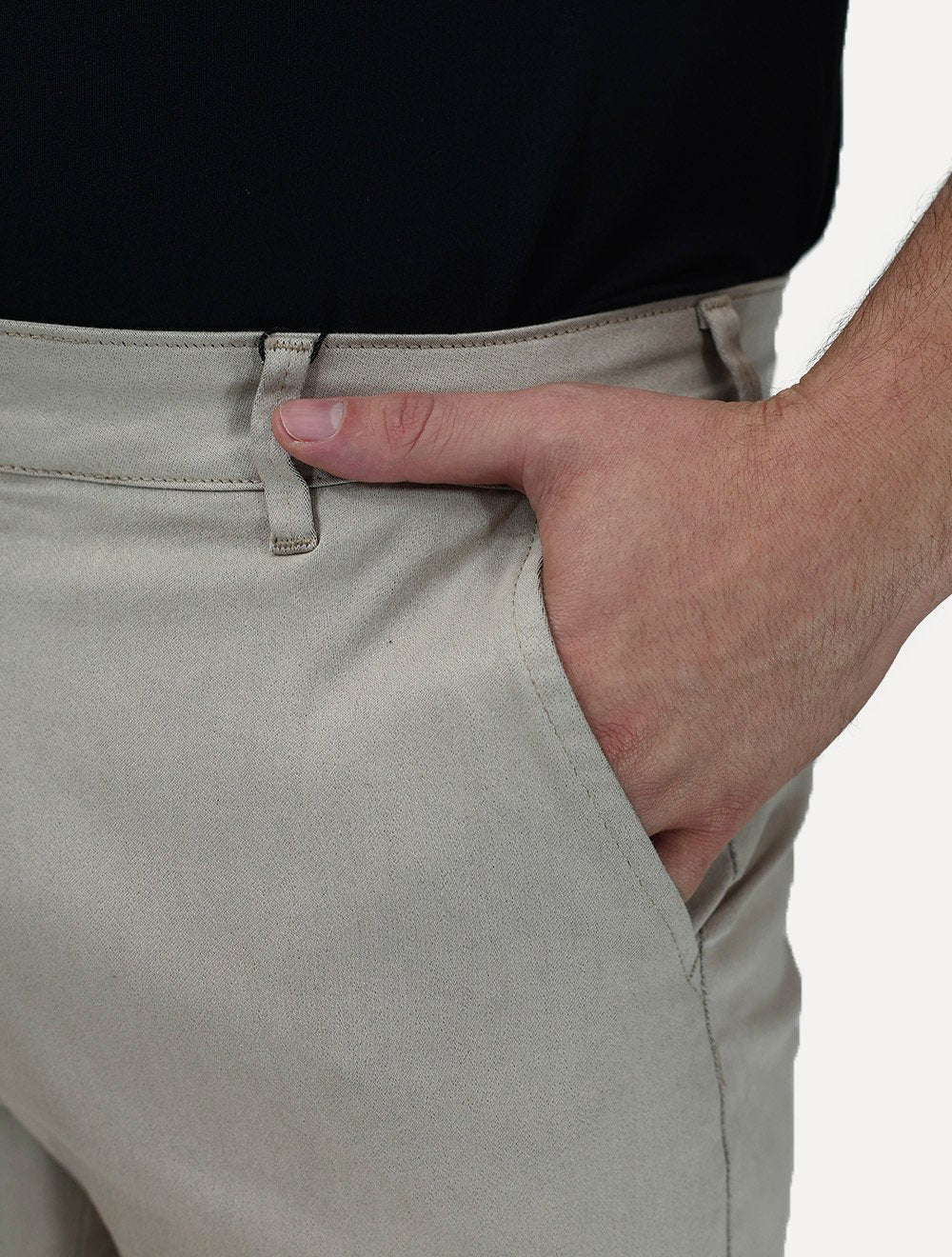 Bermuda K&J Black Masculina Casual Flex Cetim Cáqui