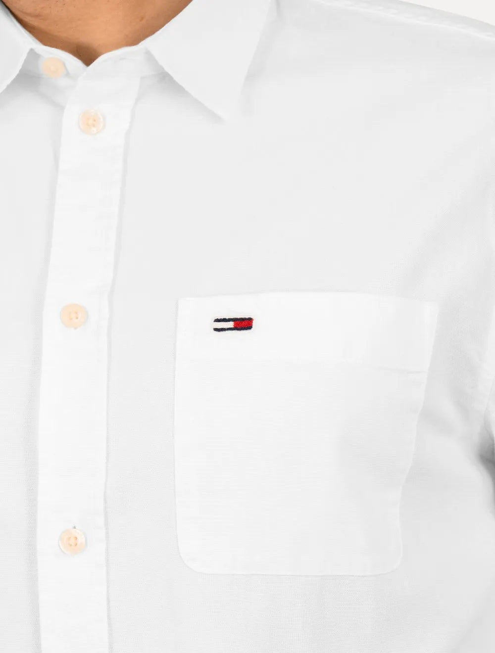Camisa Tommy Jeans Masculina Regular Classic Oxford Pocket Branca