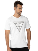 Camiseta Guess Masculina Logo Vazado Duplo Branca