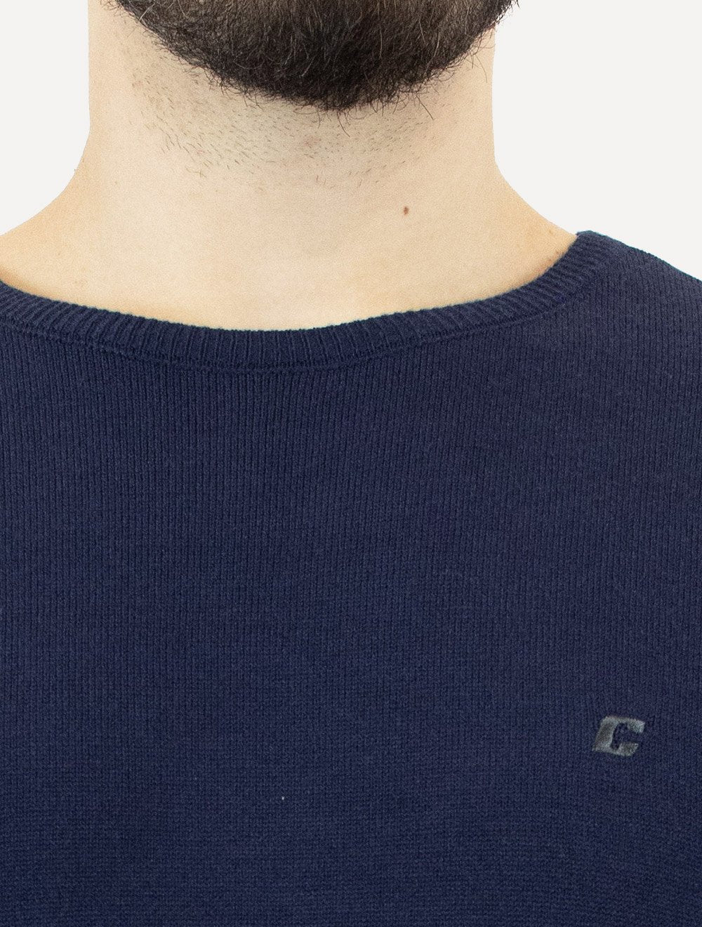 Suéter Colcci Masculino Tricot Crewneck Logo Azul Escuro