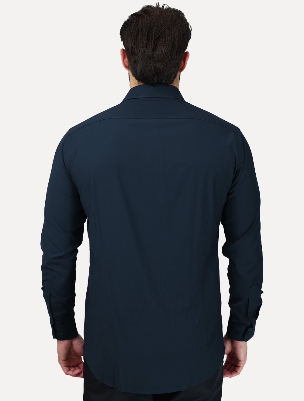 Camisa Aramis Masculina Slim Stretch Poliviscose de Bambu Azul Marinho
