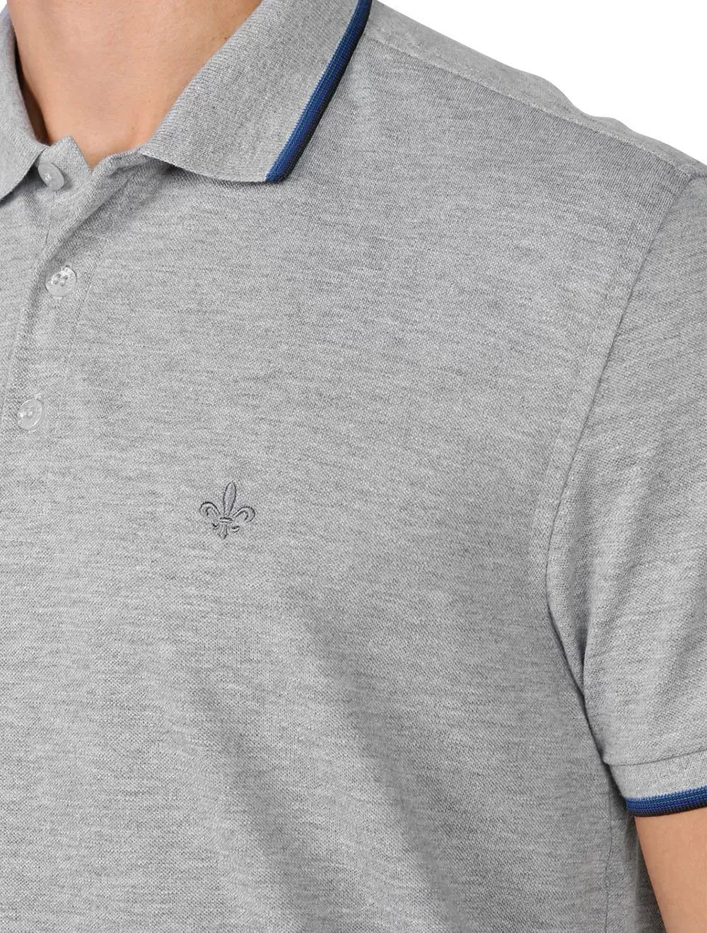 Polo Dudalina Masculina Gradient Collar Cinza Mescla