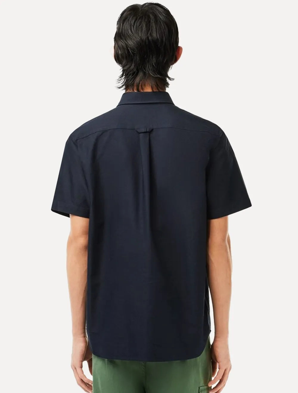 Camisa Lacoste Masculina Manga Curta Regular Oxford Pocket Azul Marinho
