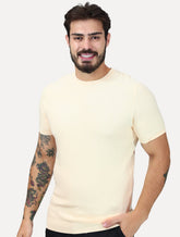 Tricô Dixen Manga Curta Gola Careca Creme