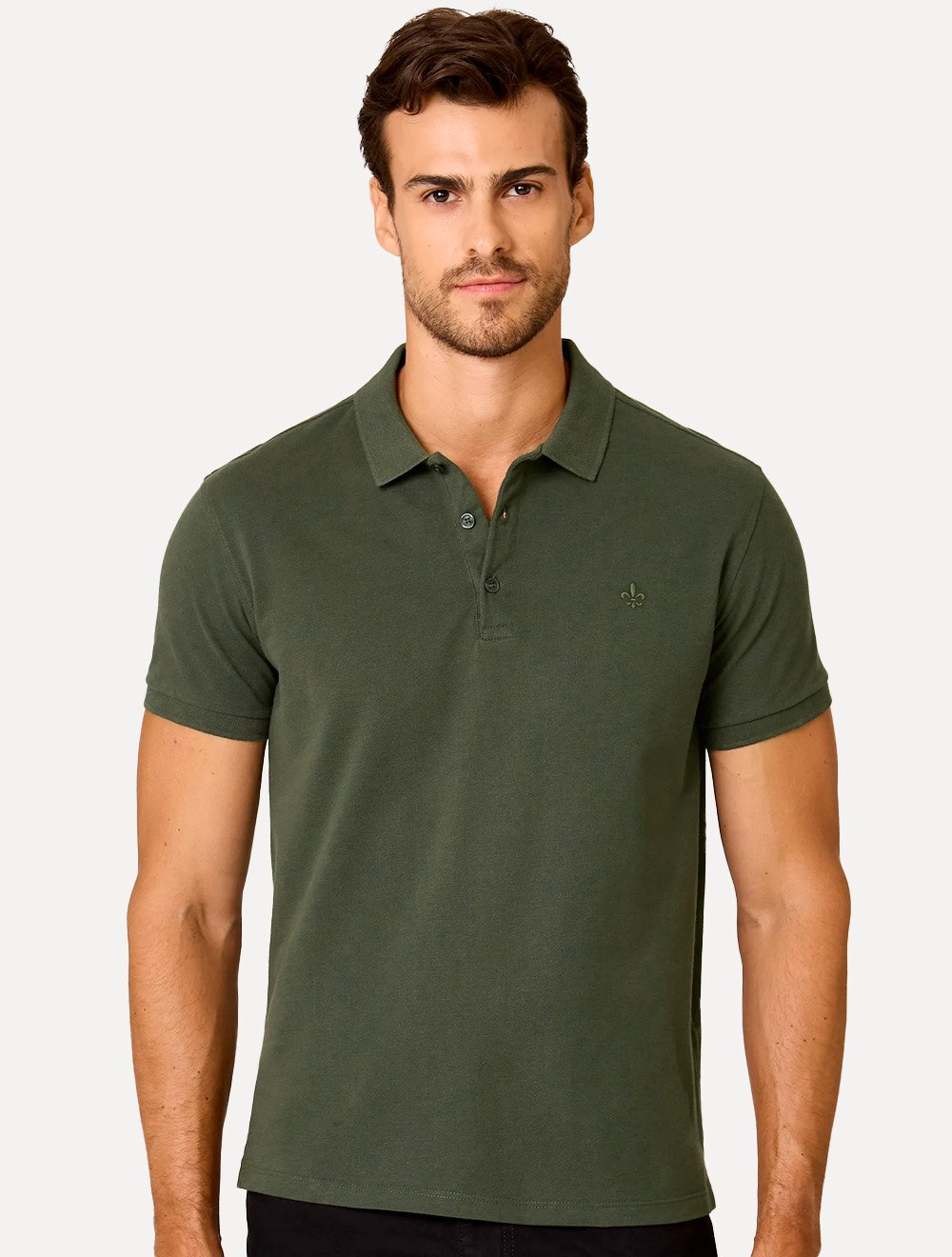 Polo Dudalina Piquet Essentials Cotton Basica Modal Verde Militar