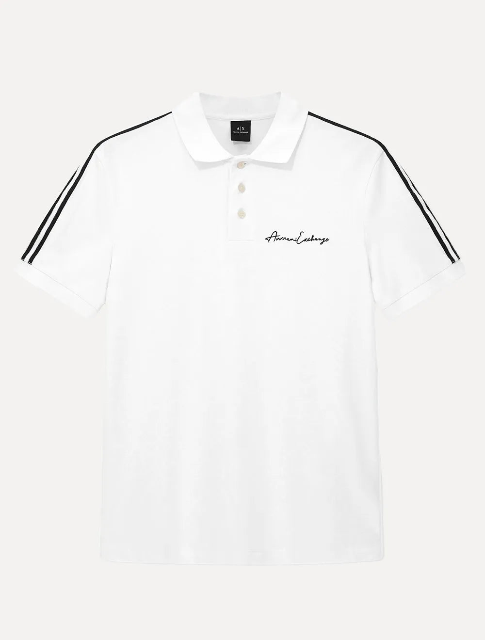 Polo Armani Exchange Masculina Regular Fit Logo Signature Branca