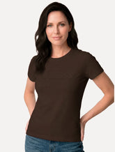 Camiseta Guess Feminina Bold Cursive Embossed Logo Marrom