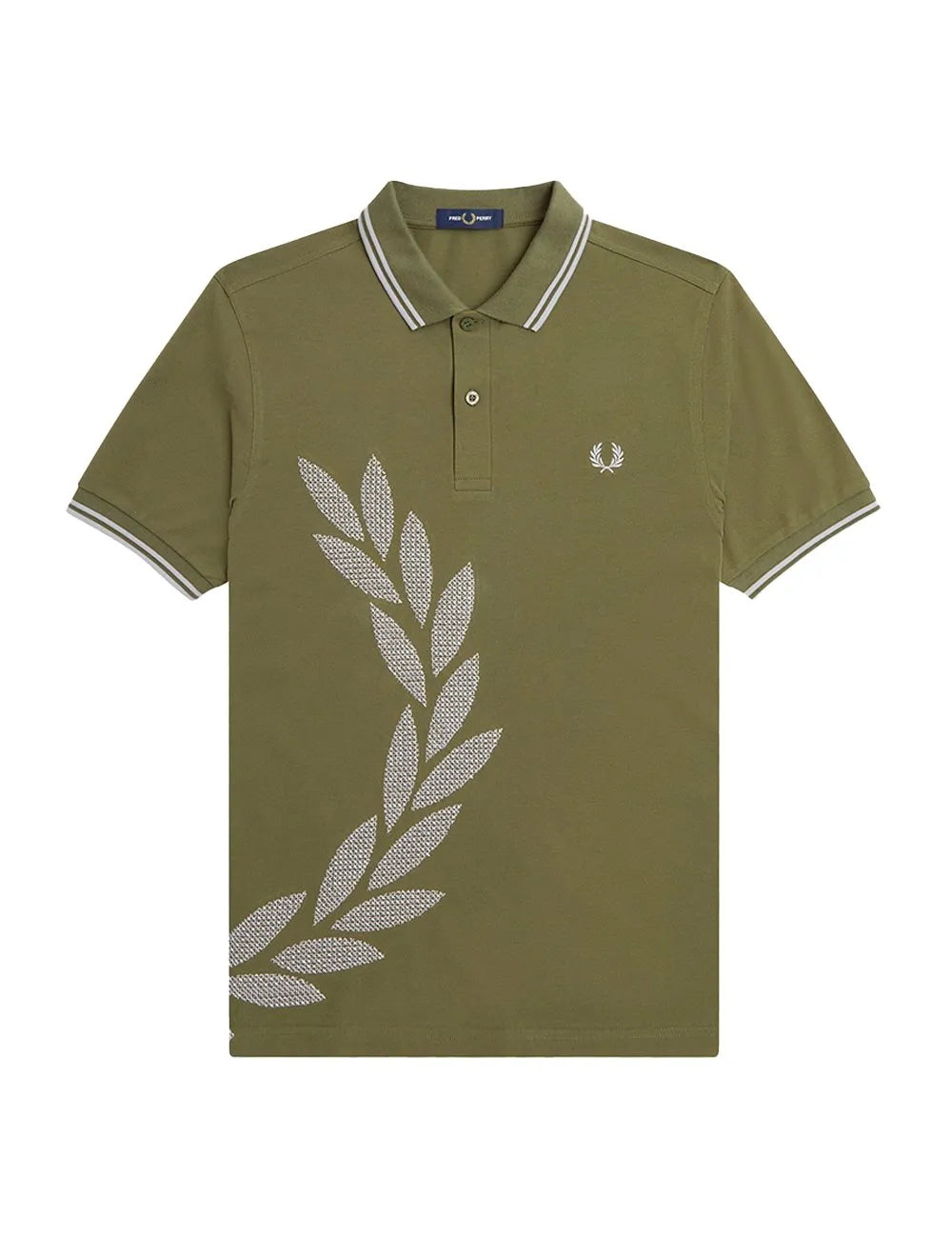 Polo Fred Perry Masculina Regular Piquet Cross Stitch Verde Escuro