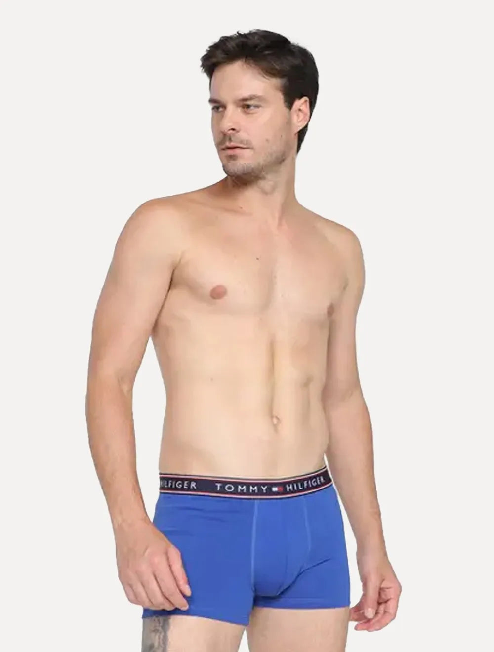 Cuecas Tommy Hilfiger Cotton Stretch Trunk Fancy Repeat Cinza Mescla/ Azul/ Marinho 3UN