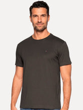 Camiseta Tommy Hilfiger Masculina Essential Cotton Marrom Escuro