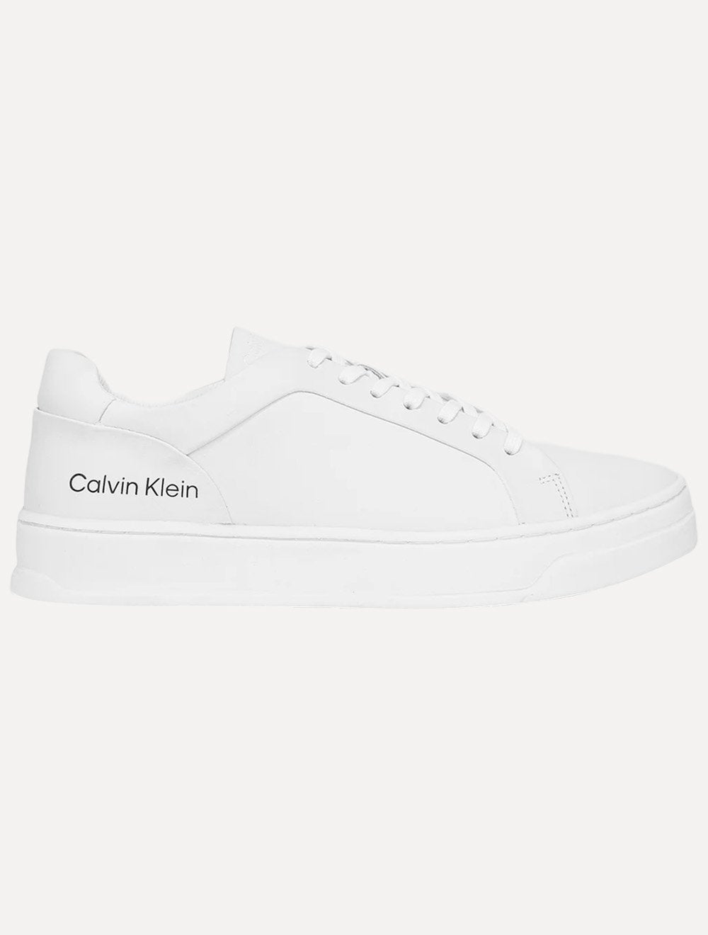 Tênis Calvin Klein Masculino Couro Casual Confort Black Logo Branco