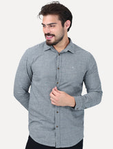 Camisa Aramis Masculina Regular Mini Xadrez Mescla Azul/Cinza